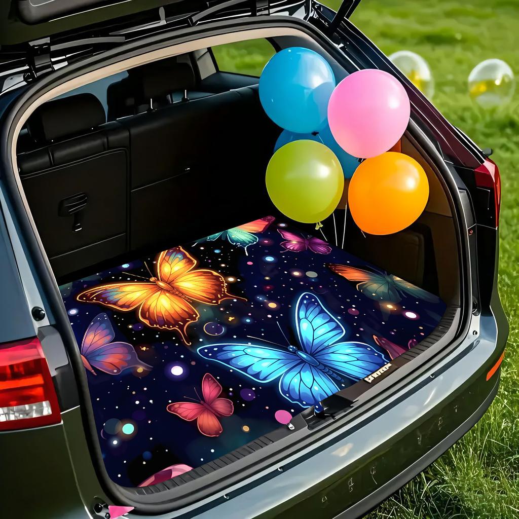 1Pcs Starry Sky Multicolor Butterfly Car Trunk Mat with Anti Slip Cargo Liner Waterproof Rear Storage Protector Floor Mat for SU
