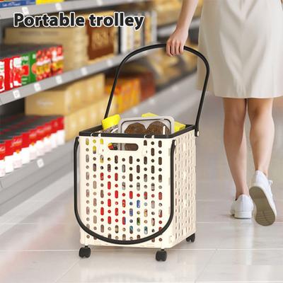 Carrito de Compras Plegable Carrito Utilitario Plegable con Ruedas Giratorias de 360 Grados Carrito Rodante Plegable Ligero con Ganchos para Compras de Abarrotes Lavandería
