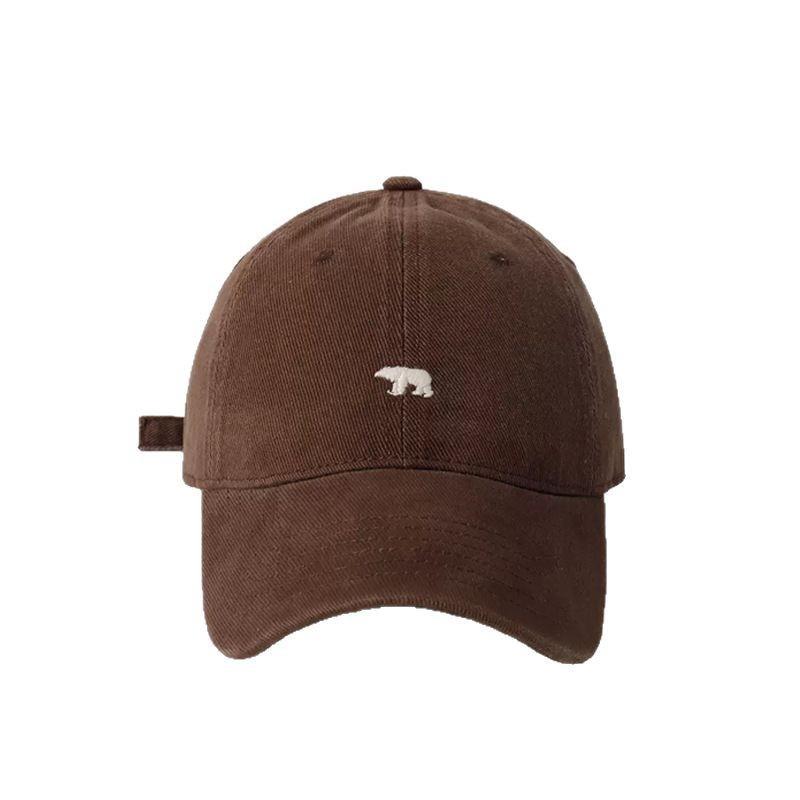 Wide-brimmed baseball cap with polar bear embroidery, versatile, makes the face look smaller, unisex, suitable for both men and women