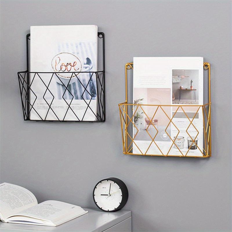 1PCS Metal Wall Mounted Magazines Newspaper Storage Rack for Home Office Books Newspapers Files Folder Display Stand