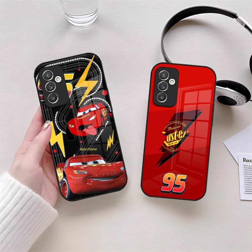 Coque de téléphone Cars Lightning McQueen en Verre Pour Samsung S24 S26 S23 S20 S25 S21 S22 Ultra Fe Plus A05 A06 A16 A26 A36 A56 Coque