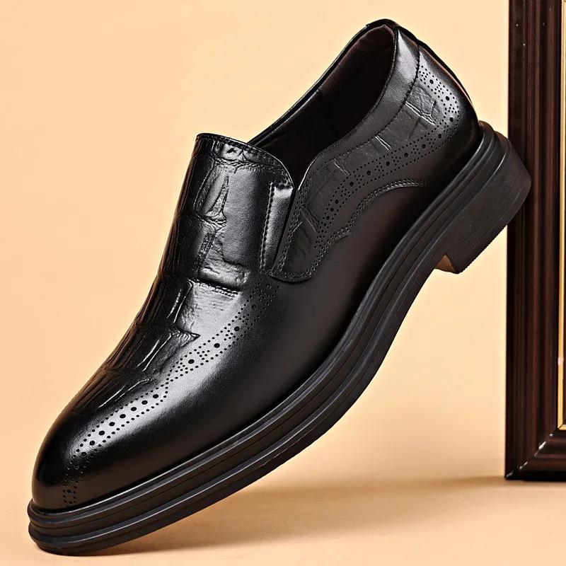 

2025 Men s Casual Business Formal Leather Oxfords Shoes Male Wedding Party Office Gentleman Shoes 46 чорний
