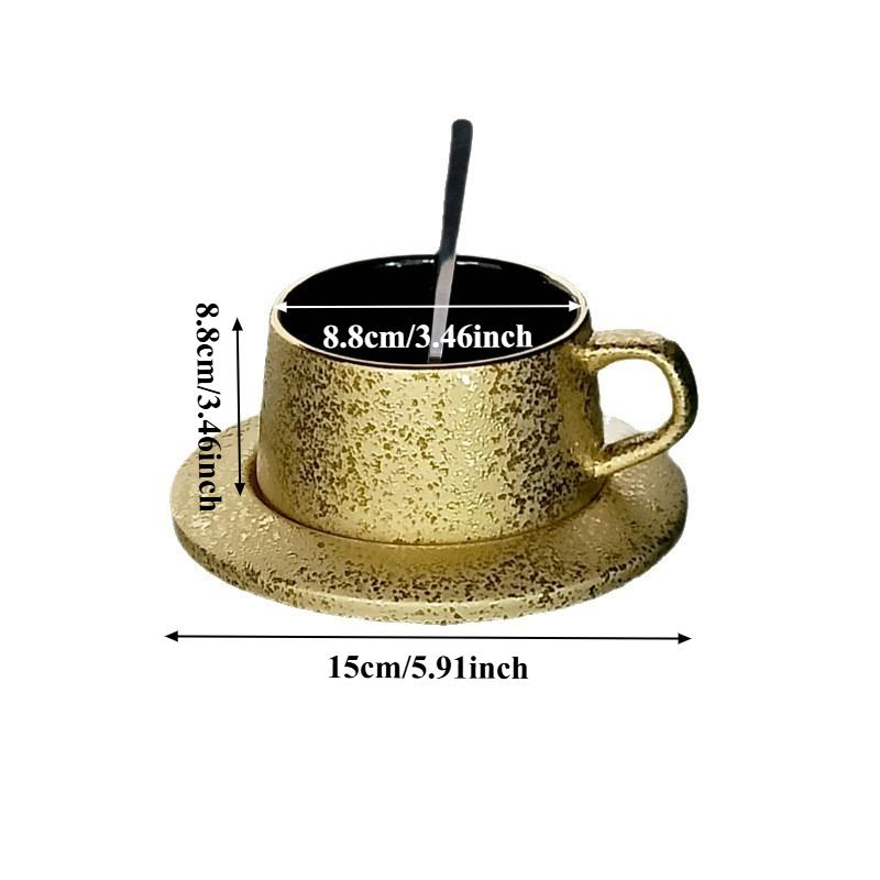 Tasse à café créative en céramique dépolie avec soucoupe, tasse de bureau de luxe, ensemble de tasses pour le thé de l'après-midi, vaisselle pour la maison