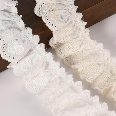 2 metri/lotto 4 cm di larghezza pizzo plissettato in cotone beige bianco a forma di cuore fai da te accessori per ricamo pizzo per abbigliamento