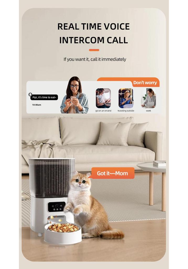Automatischer Tierfutterspender mit Timer und Fernbedienung für Katzen & Hunde
