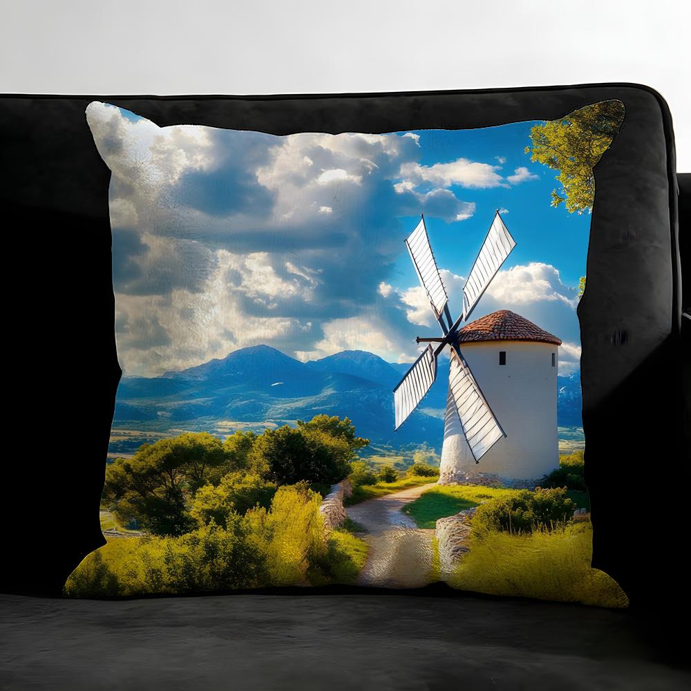 Windmill Fashion Cushion Cover Pillowcase Ultra Soft Skin Friendly Fabric Cloud Like Comfort & Concealed Zipper