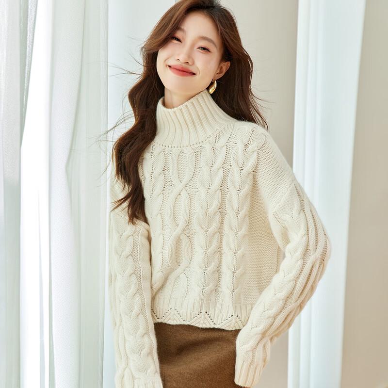 Srcr Women's High-Neck Cashmere Blend Cable Knit Sweater