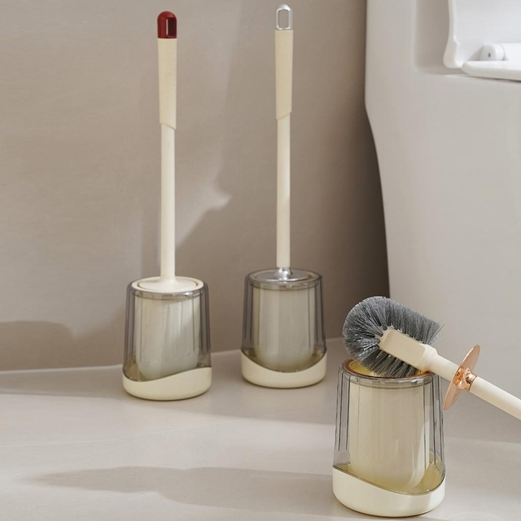 Yousheng Toilet Brush with Holder Plastic Bathroom Toilet Brushes Fine Brush Head Extended Handle Wall Mountable Toilet Bowl Brush