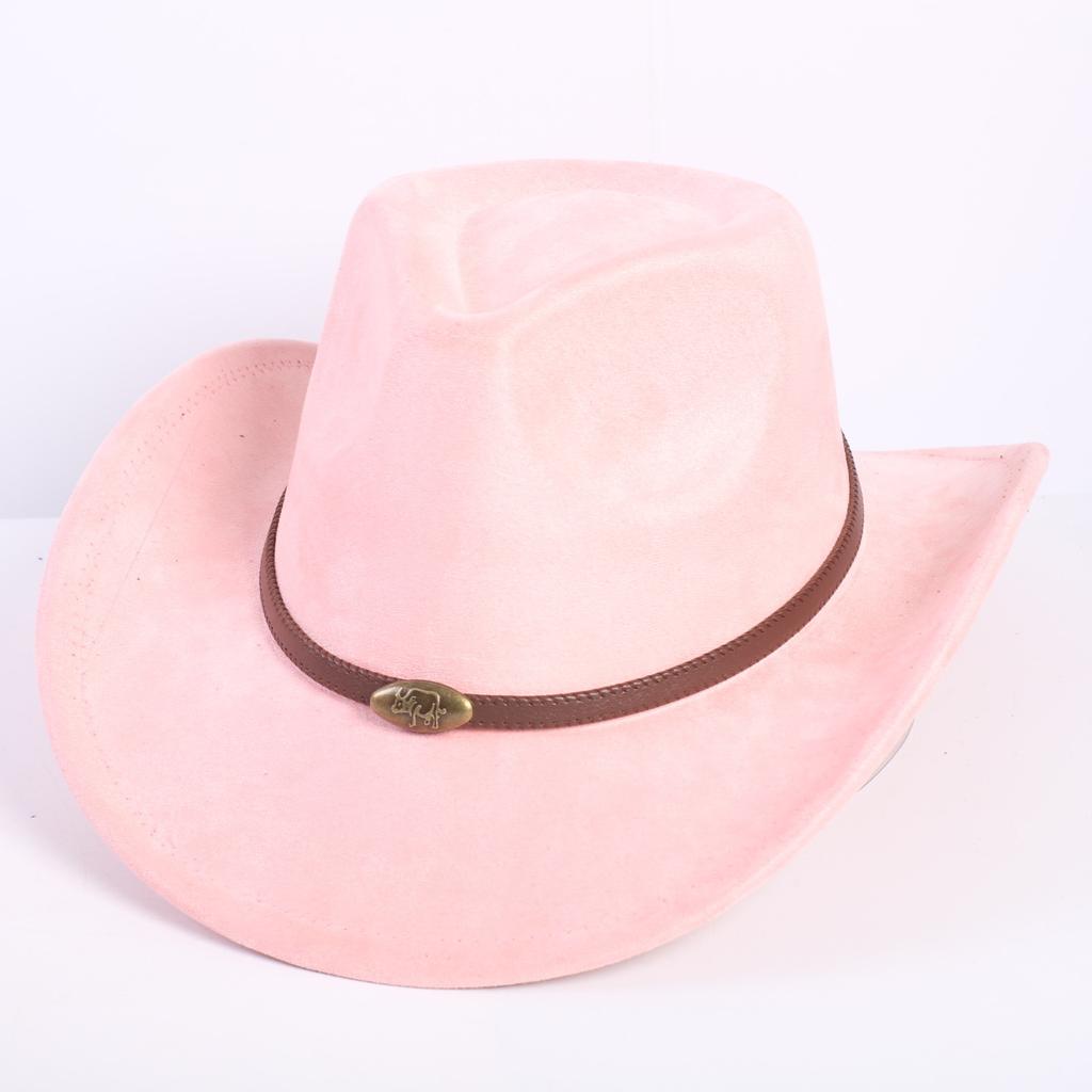 Popular European and American classic suede western cowboy hat men's and women's fashion LO style peach heart cowboy hat