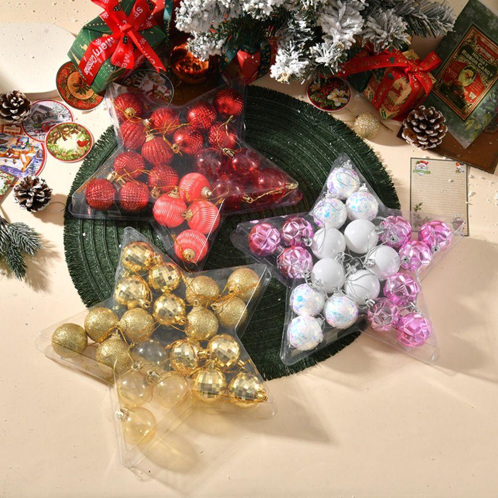 17PCS/20PCS Pink Red Gold Christmas Tree Balls Plastic Xmas Baubles Xmas Ornament Ball  Storefront