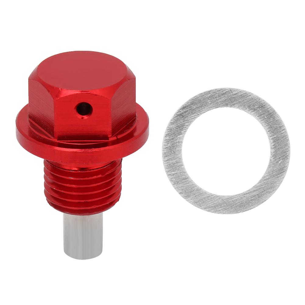 M12 * 1.25 Red Aluminum Alloy Car Magnetic Engine Oil Pan Drain Bolt Screw