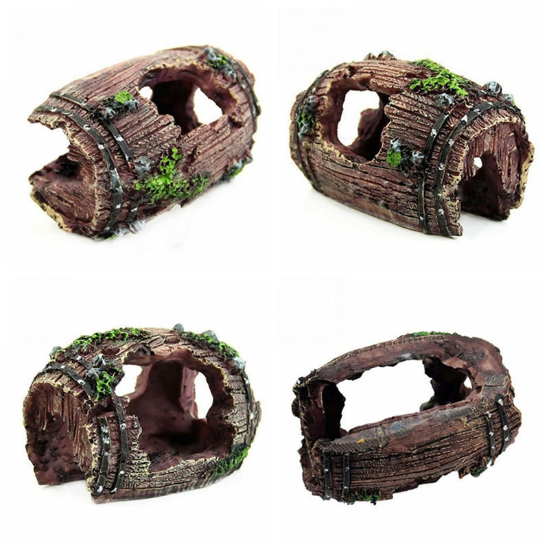 Aquarium Fish Tank Barrel Resin Ornament Cave Landscaping Furnishing Decoration