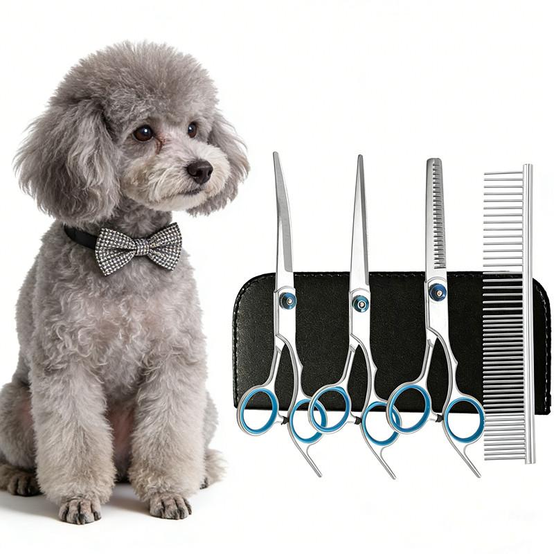 4Pcs Pet Safe Scissors - Ambidextrous Dog Grooming Shears With Safe, Round Head For Precision Trimming For Dogs & Cats