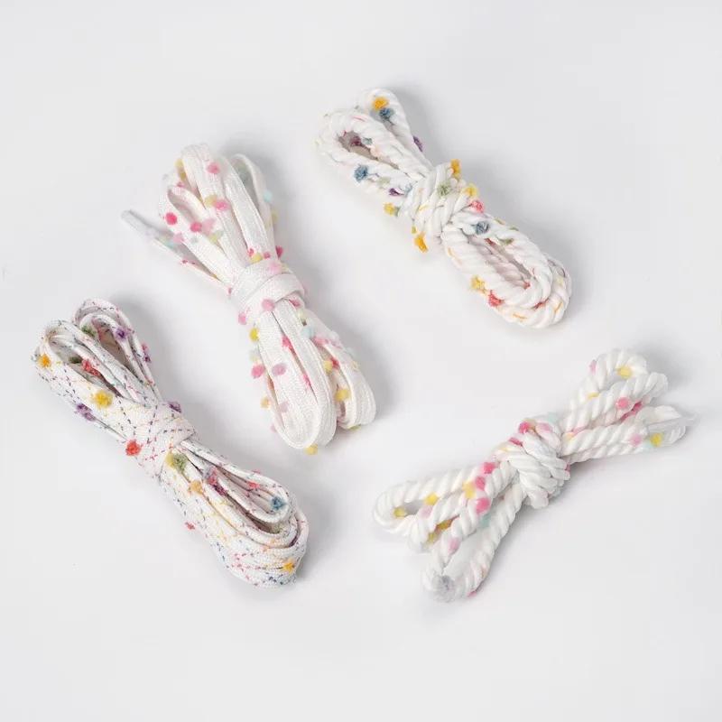 1 Paar Ronde Regenboog Haalbal Schoenveters voor Schoenen Platte Schoenveters Kleurrijke Dopamine Schoenveters voor Sneakers Pak voor Vrouwen Mannen Nieuw
