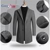 Cozy Up Men's Wool Blend Coat with Detachable Plaid Scarfs Notched Collar Single Breasted Pea Coat