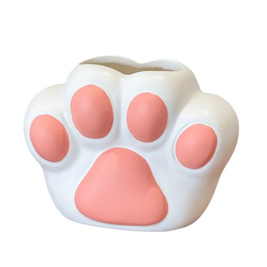 Cat Paw Vase Soft Enamel Artistic Flower Arrangement Vase TV Cabinet Home Living Room Decoration Accessory