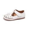 Girls Leather Shoes Hollow Cut-outs Princess Sweet Soft Kids Casual Shoes Spring Summer T-strap Children Flats for Wedding