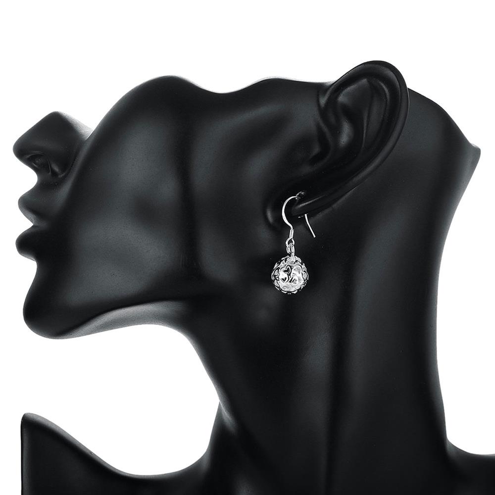 Breloque en argent 925, pendentif boule creuse, collier, boucles d'oreilles, ensemble de bijoux pour femmes, cadeaux de fête de noël à la mode