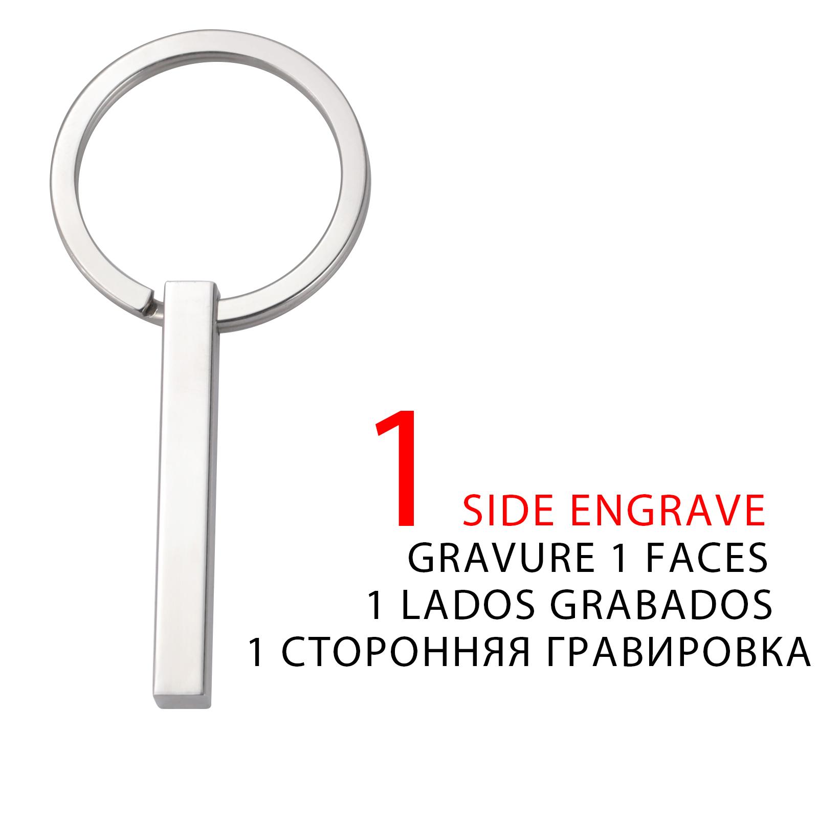 4 Sided Engraved Morse Code Secret Message Keychain Custom 3D Bar Keyring Key Fob Gift for Her Him Personalized Wedding Jewelry Steel color