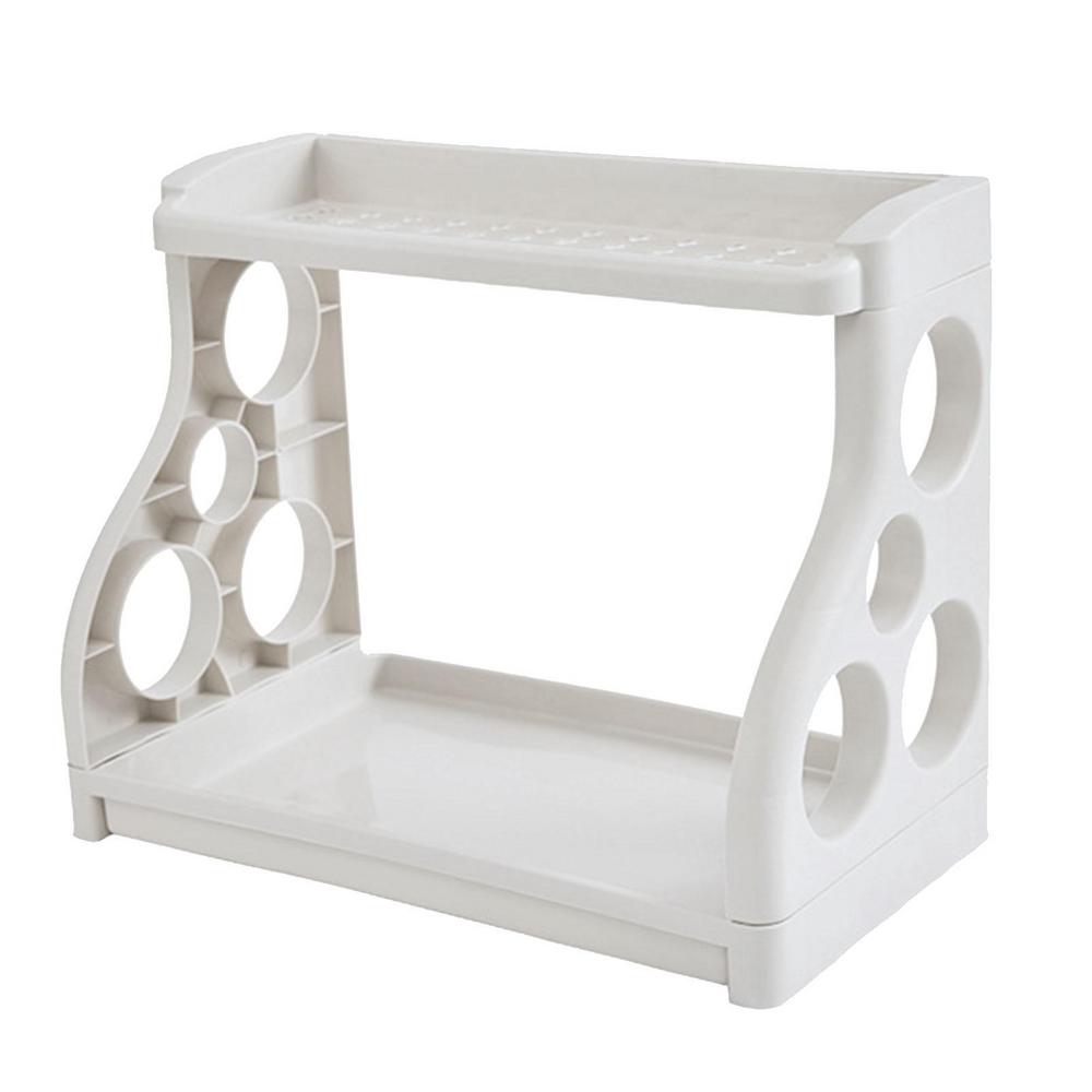 

Kitchen Countertop Organizer 2-Tier Large Capacity Spices Organizer Knives Stand Space Saving Compact Storage Rack For Bathroom серый