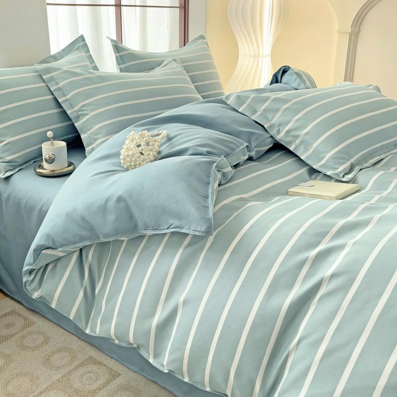Plaid Striped Bed Sheet Quilt Cover Twill Thickened Quilt Cover Bedding Quilt Cover Three-piece Bed Sheet Set