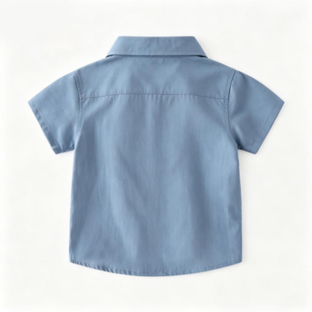 Boys' Cotton Short Sleeve Shirt Color Collared Casual Top for Everyday Outfits