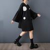 Long Sleeve Oversized Black Cotton Vintage Dot Casual Loose Autumn Spring Trench Coat for Women Outerwear