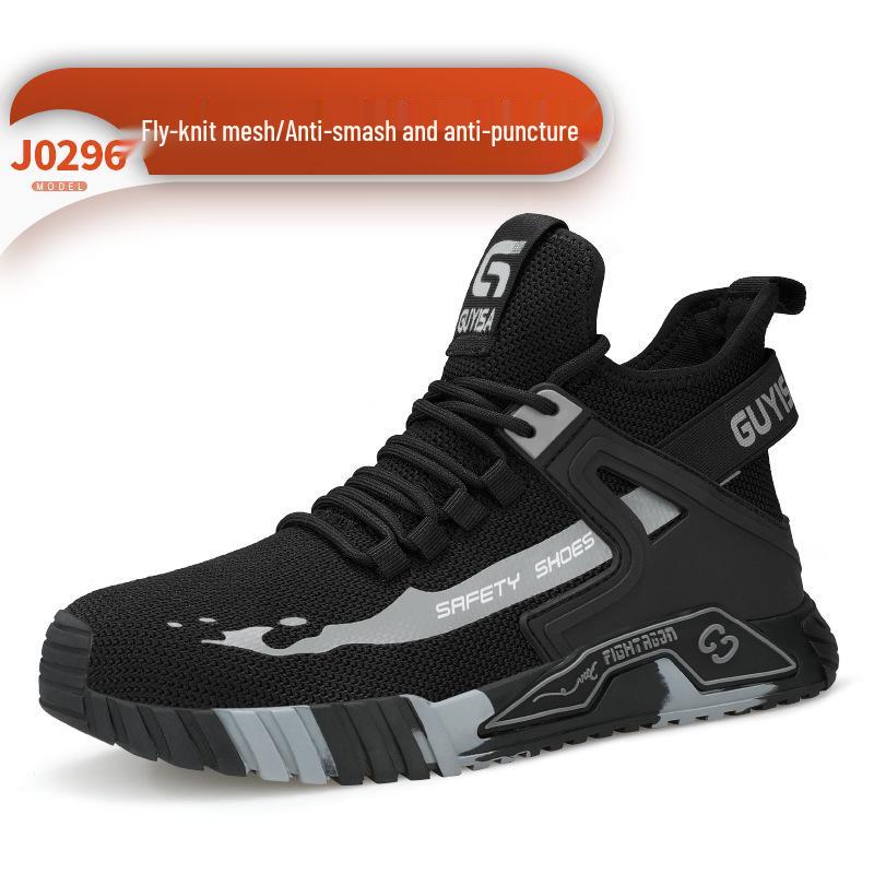 Men's Steel Toe Safety Shoes: Anti-Smash, Anti-Puncture, Fly-Knit, Soft Sole, Comfortable, High-Top Work Boots