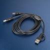 Double Output 5.5x2.5mm Charging Cable With USB A And Type C Connectors Input Support 5V 3A 1M Length Black