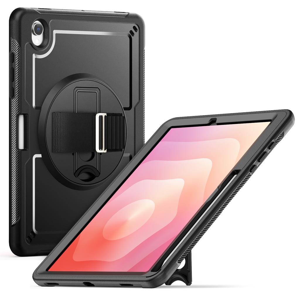 For Samsung Galaxy Tab S11 Case Hand Strap Kickstand PC + TPU Tablet Cover with Pencil Holder