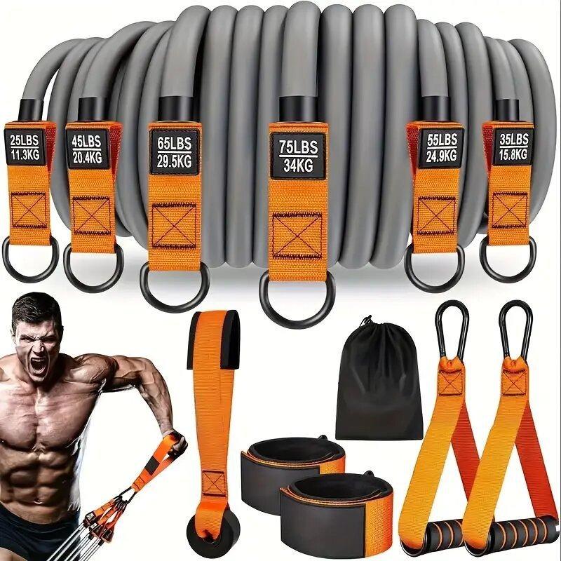300 Pound Tensile Rope Fitness Equipment, Multifunctional Tensile Device, Home Set, Strength Training suit оранжевый