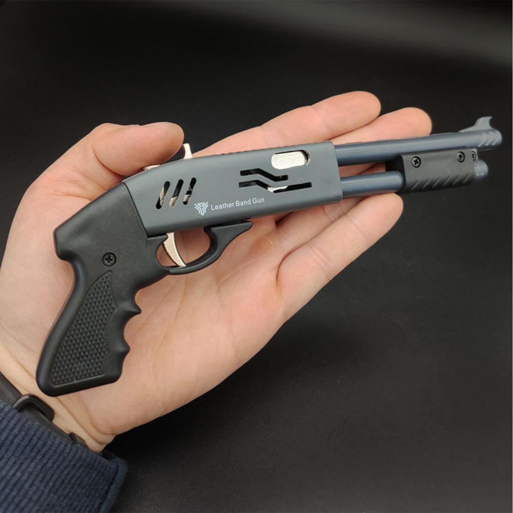Continuous firing alloy rubber band gun mini metal gun model boy toy equipped with 30 rubber bands