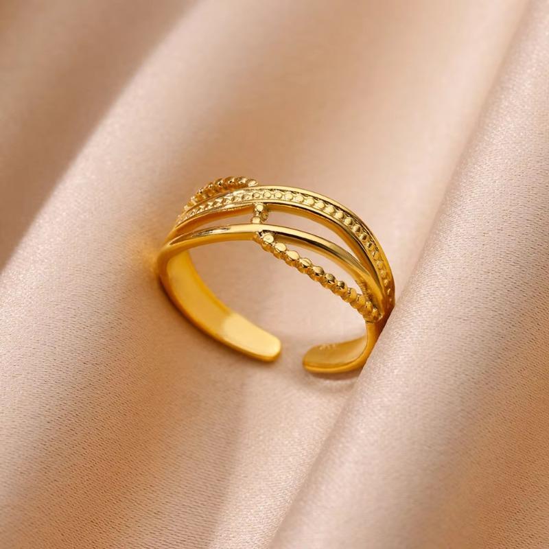 Hot-selling Love Line Geometric Stainless Steel Ring Women's K Gold-plated Simple Niche Accessories