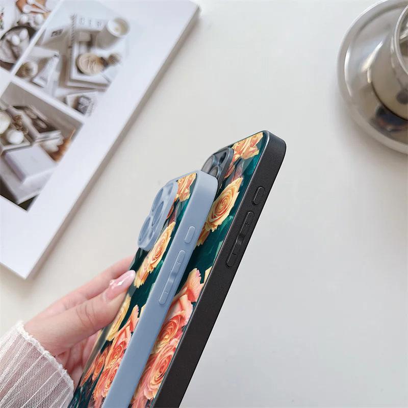 Applicable to iPhone17ProMax yellow rose metallic paint mobile phone protective case 17 all-inclusive fine hole 16 glass
