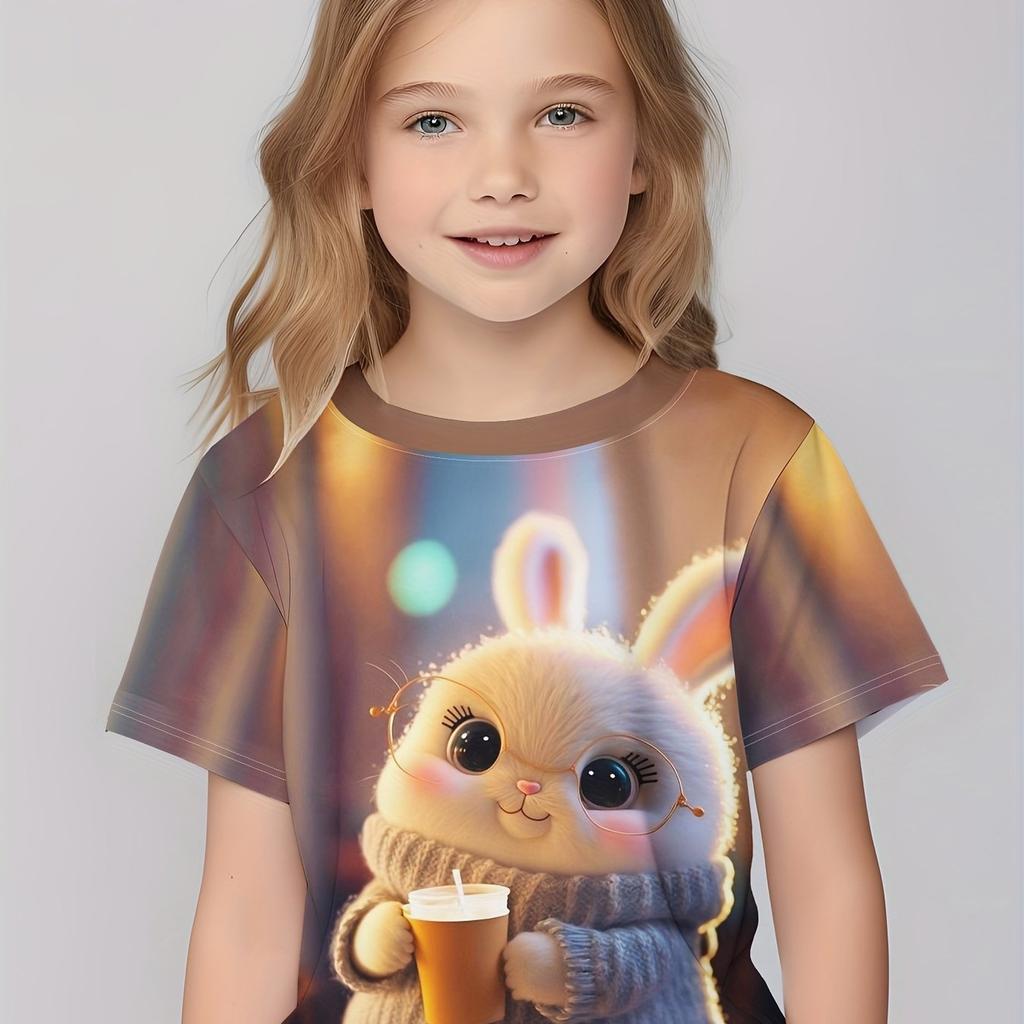 Children's Clothing Girl Clothes Short Sleeve Girl T-Shirt Kawaii Animals Print Cute Girl Top Kids Summer Clothes Girly Clothes
