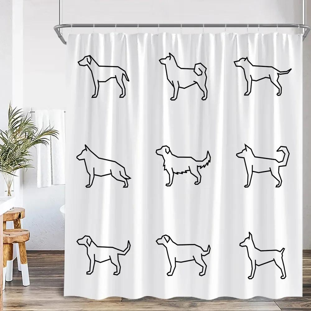 Black White Abstract Simple Line Shower Curtain Nordic Simple Bathroom Decoration Modern Polyester Shower Curtain Screen