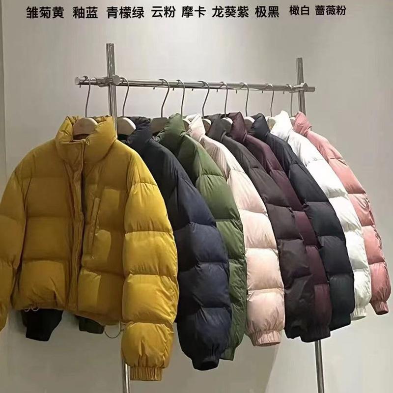 Small Korean stand-up collar short down jacket 2025 winter simple loose and thin bread jacket top jacket women