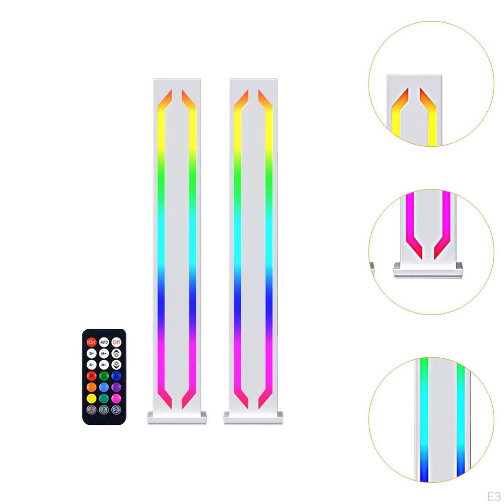 2 Pieces LED RGB Light Bar Portable Ambient Lighting for PC Bed Room Desktop Black