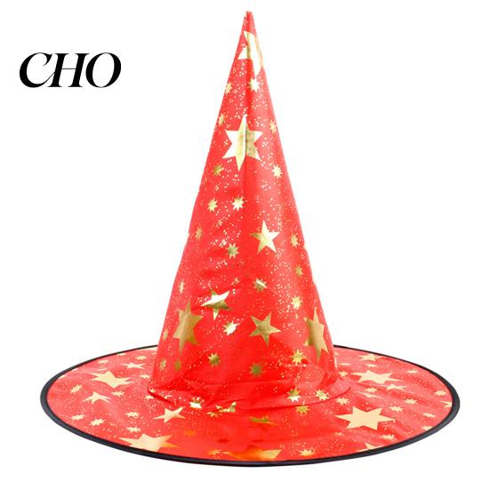 Cosplay Witch Hat Halloween Wizard Hat, Adult Kids Cone with Spider Party Accessory Web Star Decor, Gothic Costume Prop, Trick or Treat Black
