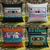 Music Tape Print Cushion Cover Home & Car Dual-Scene Pillow Cover: Reversible for Premium Comfort
