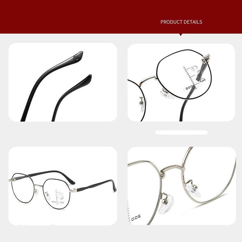 Xiaomi Trendy Metal Eyeglasses Progressive Lens Far Near View Anti Blue Light Clear Presbyopic Glasses 8067