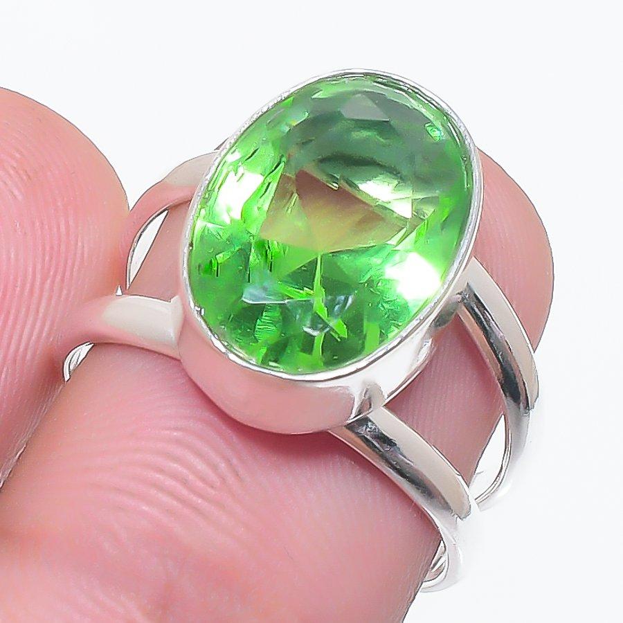 Natural Tsavorite Gemstone 925 Sterling Silver Jewelry Ring Size 6.5 D1B70