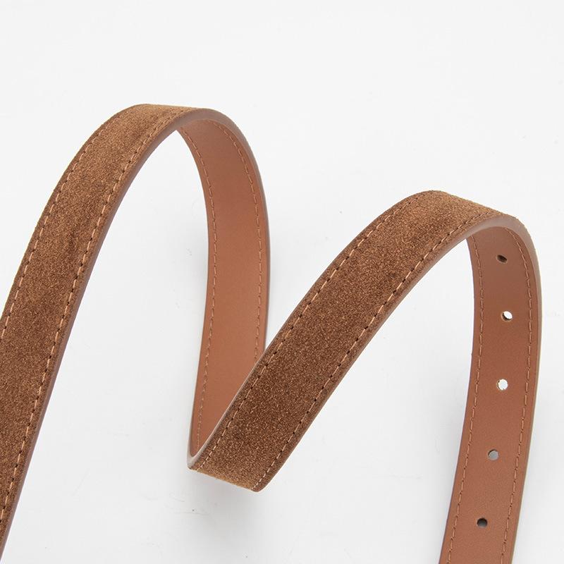 Fashion Belt Women's Korean Style Matte Reverse Velvet Versatile Jeans Decoration Personalized Retro Fashionable Genuine Leather Belt for Women