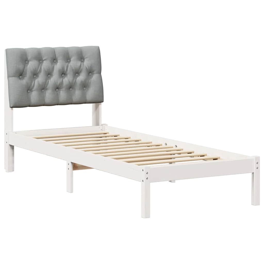 Bed Frame with Upholstered Headboard White 75 x 190 cm