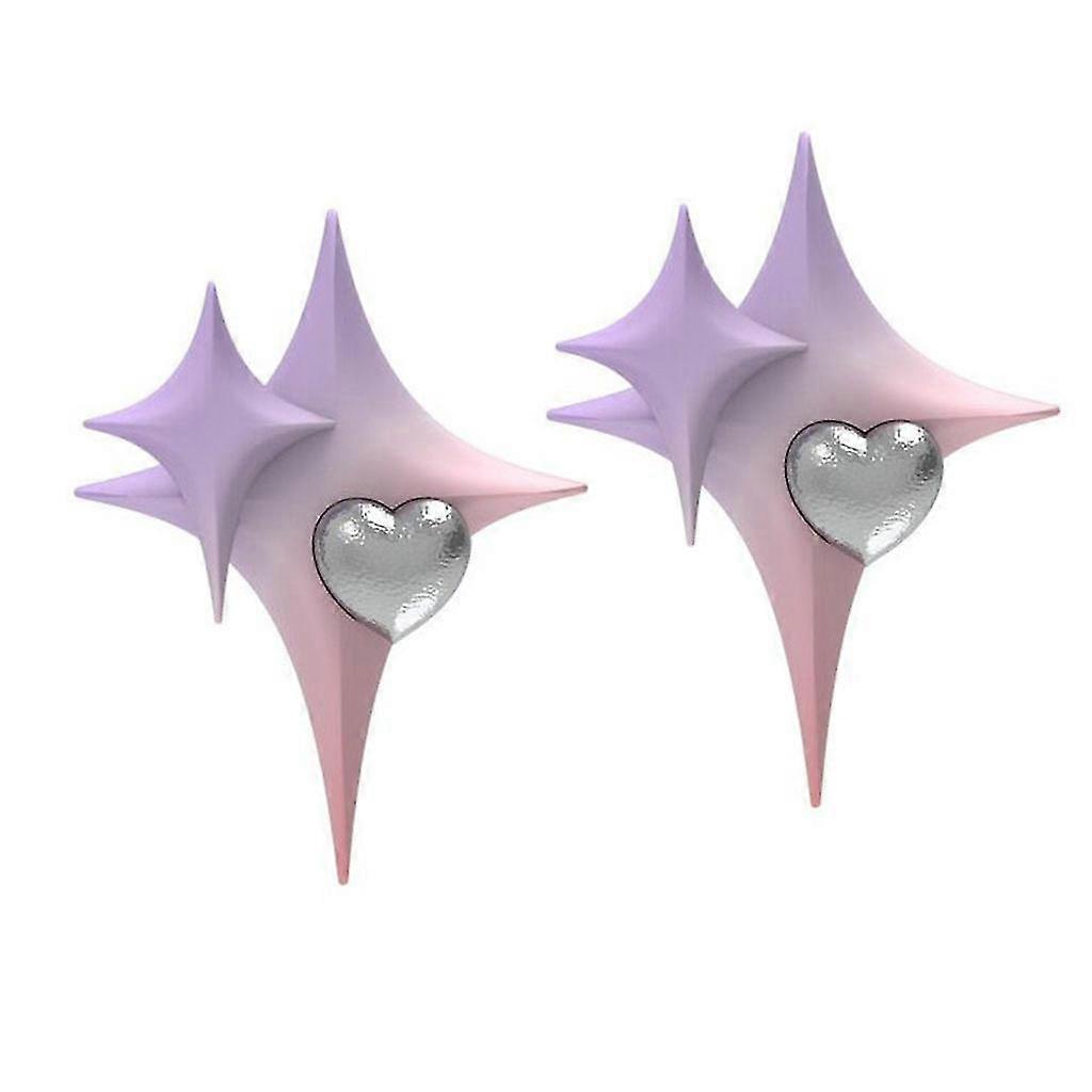 Double-star Gradient Statement Earring Hypoallergenic Stud For Women Girls