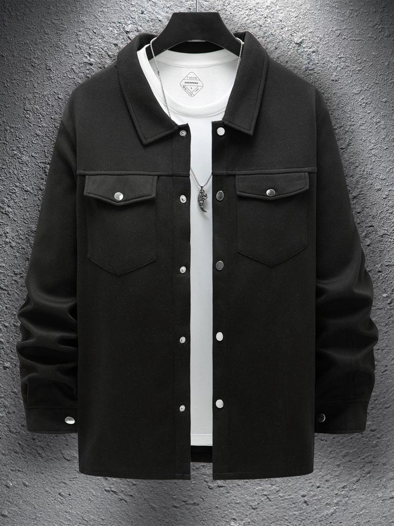 2024 Autumn/Winter Men's Casual Lapel Slim Fit Jacket with Double Pockets