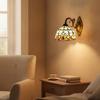 Sconce Lamp with Stained Glass Shade Classic Wall Compact