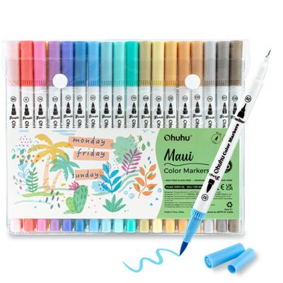 Ohuhu Art Marker 36 Pastel and Light Color Brush Watercolor Brush Fine Picture Coloring Storage Case Included Pens, Colors, Set, Tip, Pen,