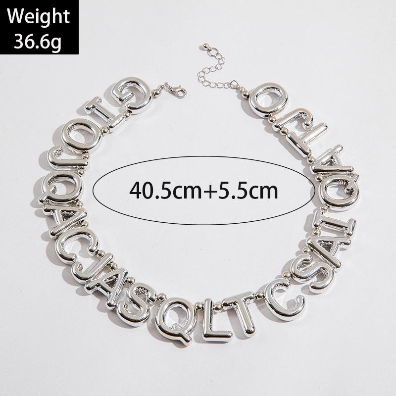 Letter Splicing Collarbone Chain European and American Style Geometric Rectangular Necklace Necklace Necklace Jewelry Women
