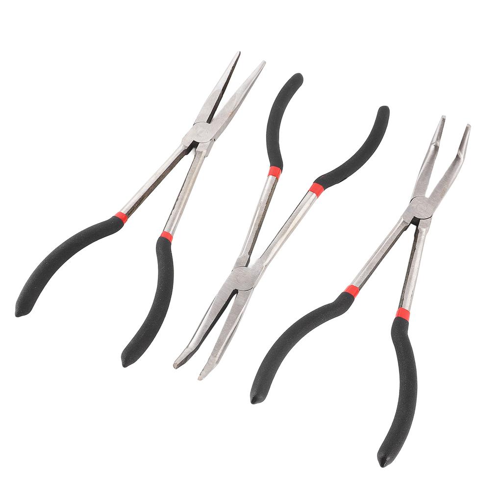 3 Stück Spitzzange 11 Zoll Stahl Verlängert Gerade 45 Grad 90 Grad Langnasenzange